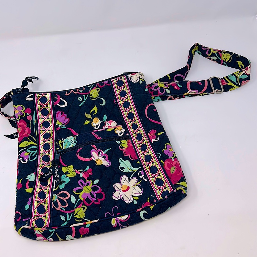 Vera Bradley Navy Blue & Pink Messenger Crossbody Bag Excellent Condition